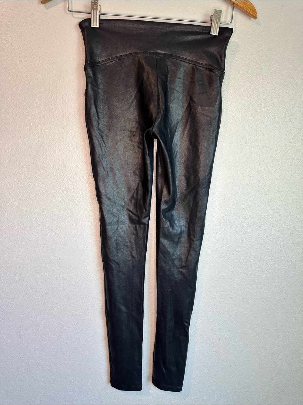 SPANX Black Faux Leather Leggings size small